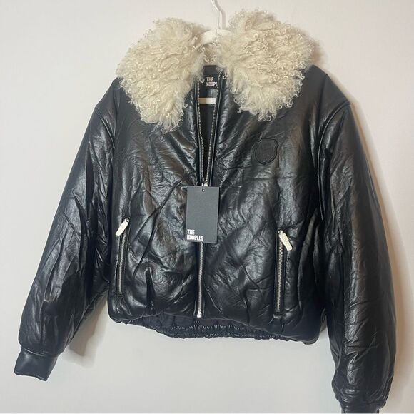 $715 THE KOOPLES Faux Leather Puffer Jacket NWT LARGE - Picture 9 of 13